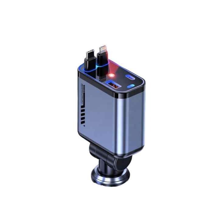 Ultimate Retractable Car Charger: USB-C and Lightning Fast Charging Solution