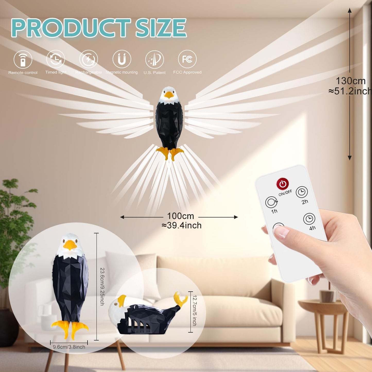 Buy and Get Free Delivery 🔥  - Eagle Light Lamp With Remote Control & Powered by Battery