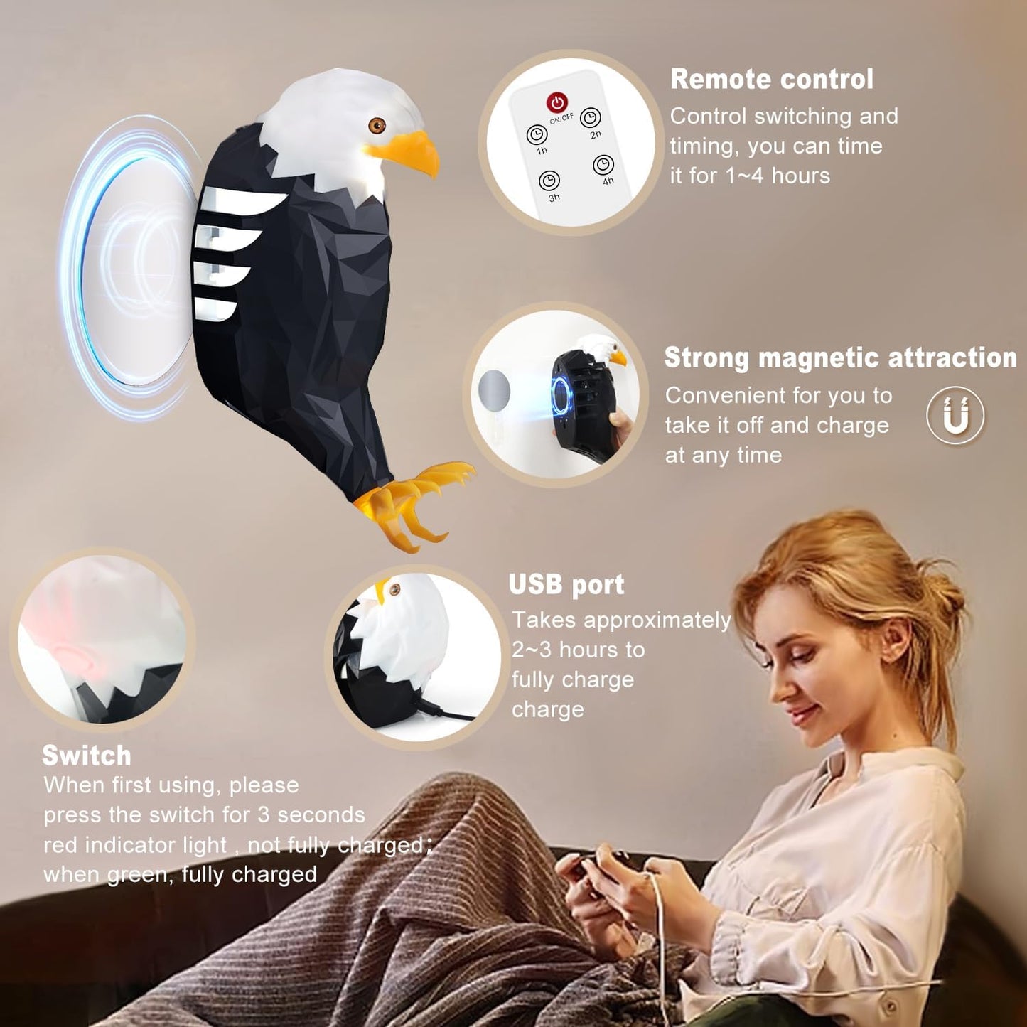 Buy and Get Free Delivery 🔥  - Eagle Light Lamp With Remote Control & Powered by Battery