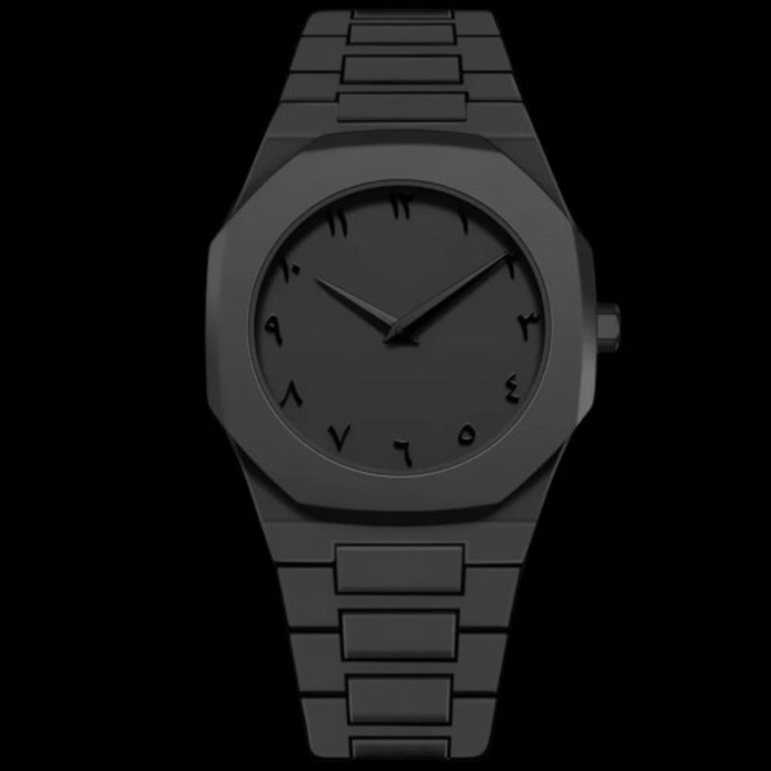 Arabic Aura Men's Watch with Arabic Numerals Matte Black Minimalist Analog Watch | Trending Wristwatch With Octagonal Case